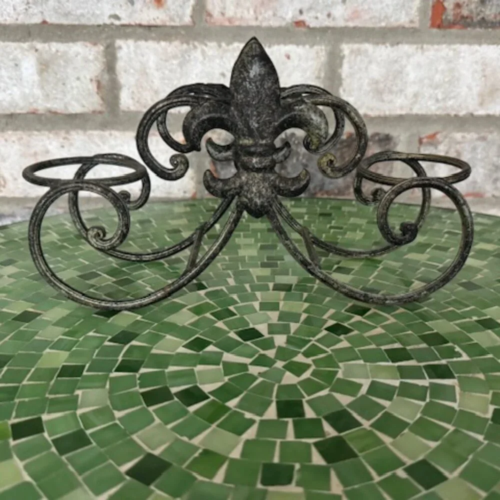 Fleur de lis Metal Votive Candle holder - Picture 2 of 10